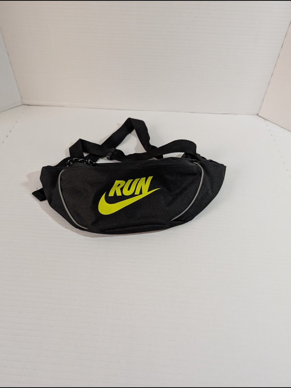 Nike Black Waist Pack with Neon Yellow Run Swoosh